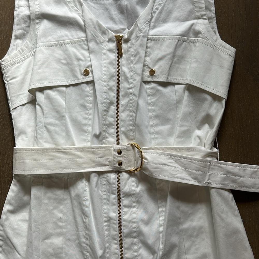 Tory Burch White Sleeveless Belted Dress - Picture 3 of 7